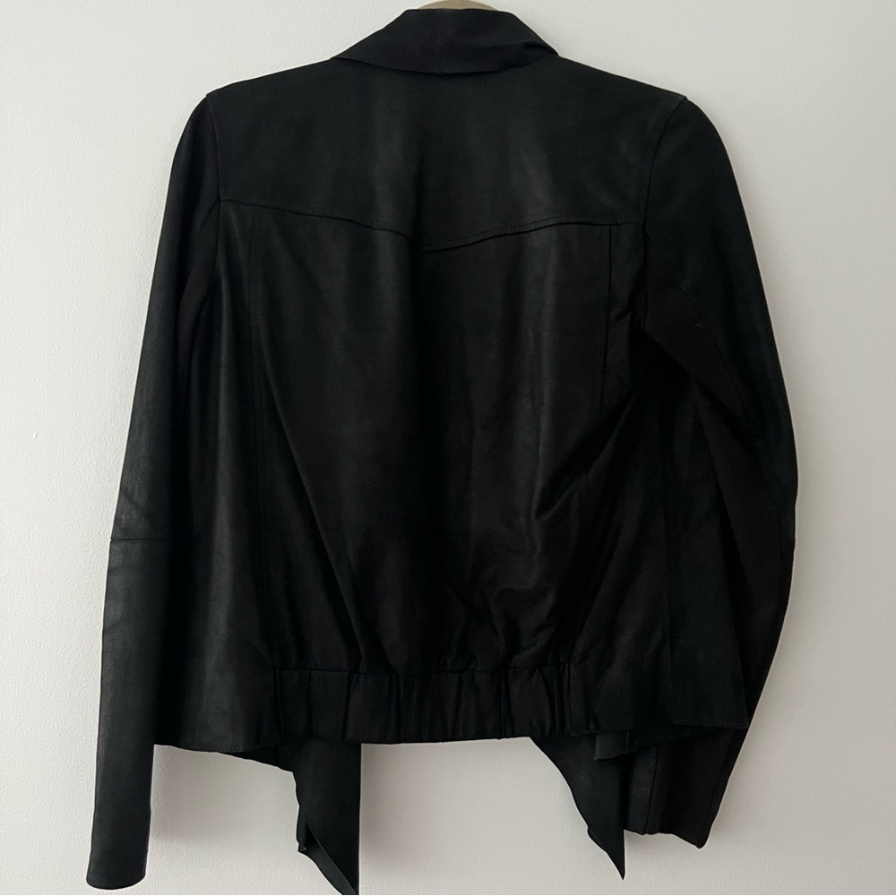 Drape Front Leather Jacket - Picture 4 of 5